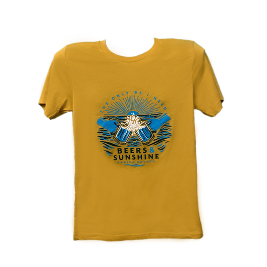 Painted beers and sunshine pints on a yellow tee Darius Rucker
